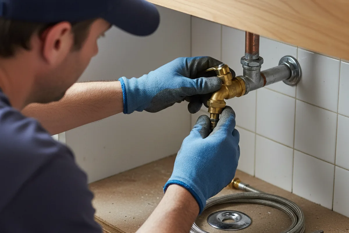 Shutoff valve and fitting work during Faucet and Fixture Repair in Lanagan